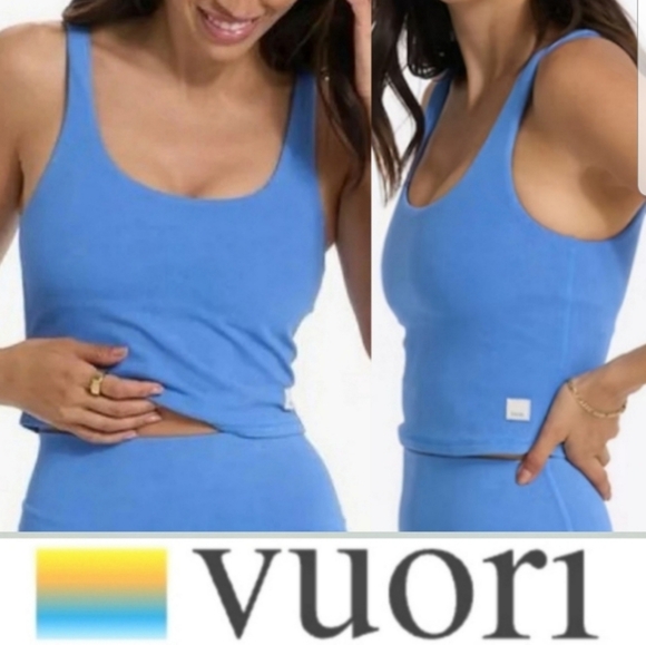 Vuori Daily Crop Tank Top Baltic Blue NWT Athletic Yoga Tennis Price Is Firm - Picture 12 of 12